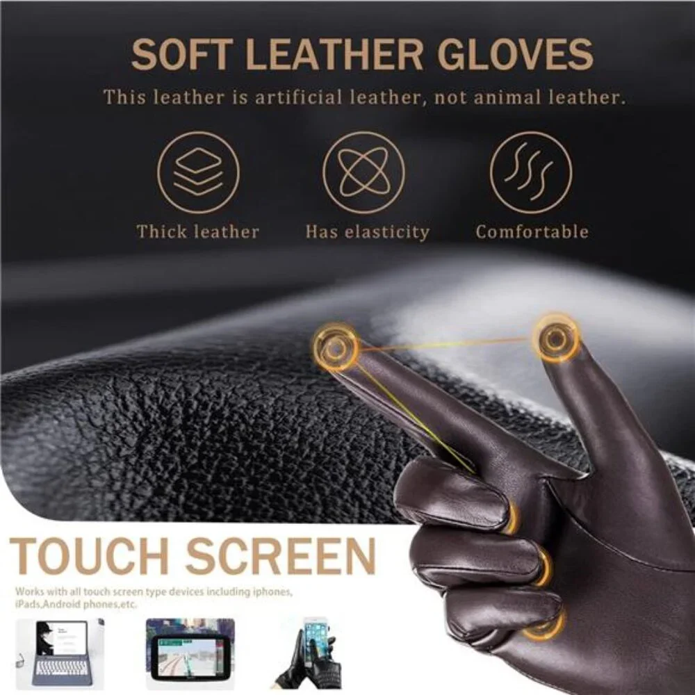 Women's Winter Leather Gloves Warm Touchscreen Cashmere Lined Gloves
